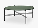 TS Coffee Table - Dia 80 Black base, glass dusty green top