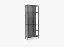 Black cabinet, 2 doors, iron/glass
