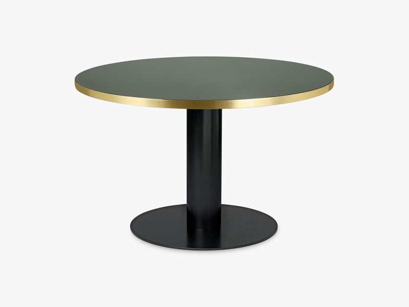 GUBI 2.0 Dining Table - Round - Ø125 - Black base, Glass Bottle Green top