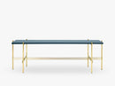 TS Console - 1 rack Brass base, glass grey blue top