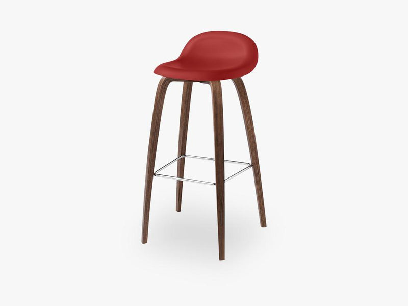 3D Bar Stool - Un-upholstered - 75 cm American Walnut base, Shy Cherry shell