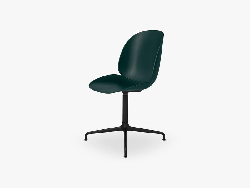 Beetle Meeting chair - Un-upholstered - 4-star swivel Black base, Green shell