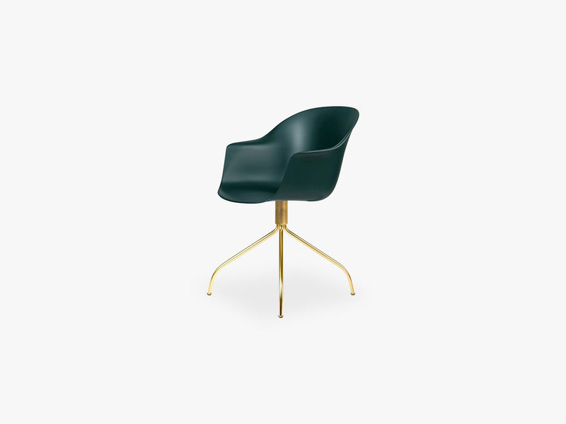 Bat Meeting Chair - Skal m Swivel base - Brass Semi Matt, Dark Green