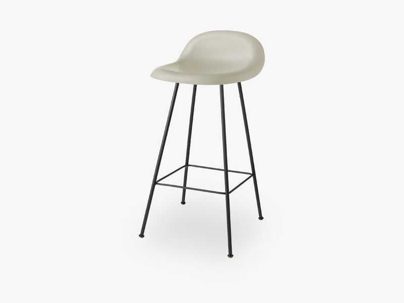 3D Counter Stool - Un-upholstered - 65 cm Center Black base, Moon Grey shell