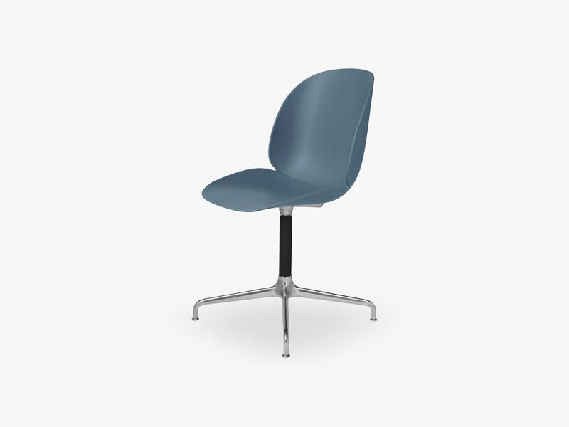 Beetle Meeting chair - Un-upholstered - 4-star swivel Aluminium base, Blue Grey shell