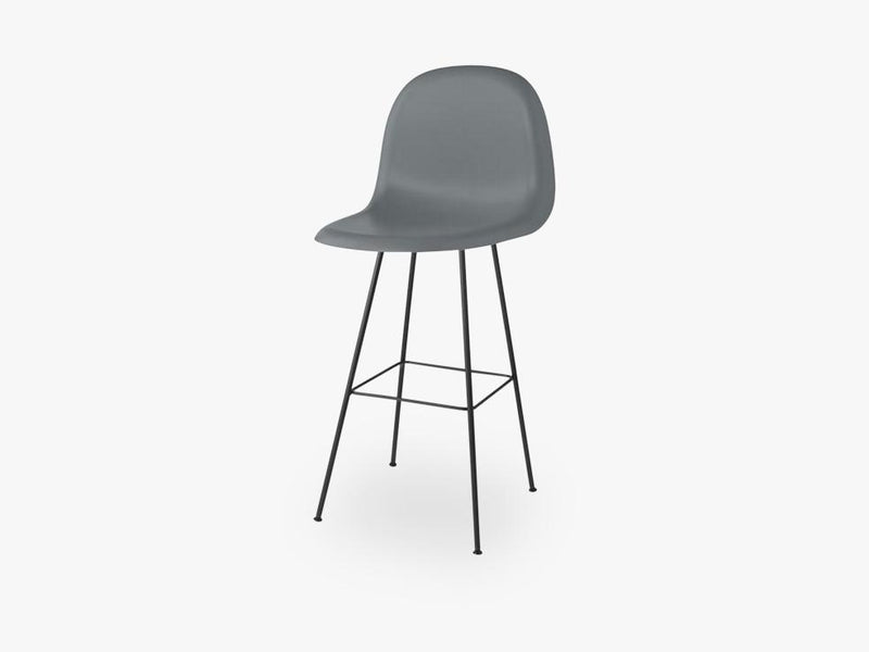 3D Bar Chair - Un-upholstered - 75 cm Center Black base, Rainy Grey shell