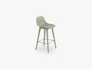 Fiber Bar Stool W Backrest - Wood Base H: 65 Cm, Dusty Green/Dusty Green
