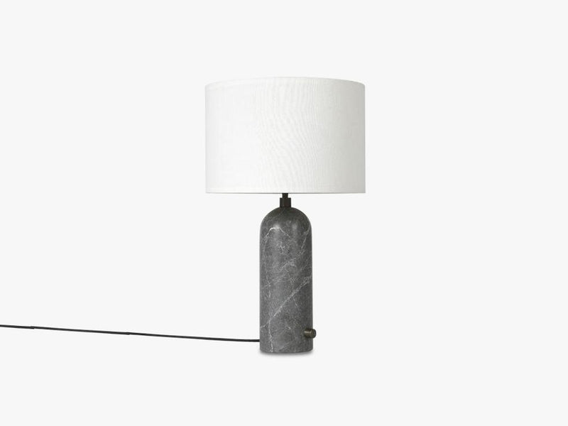 Gravity Table Lamp Small - Grey Marble base, White shade