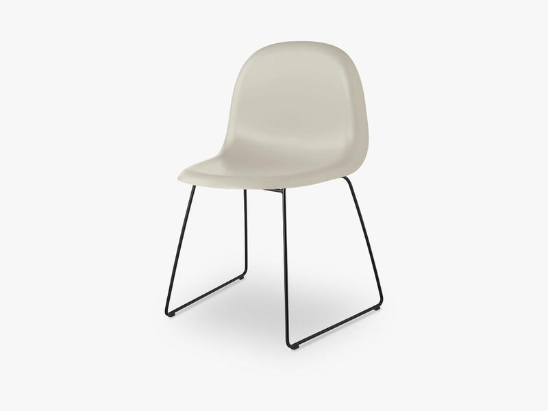 3D Dining Chair - Un-upholstered Sledge Black base, Moon Grey shell