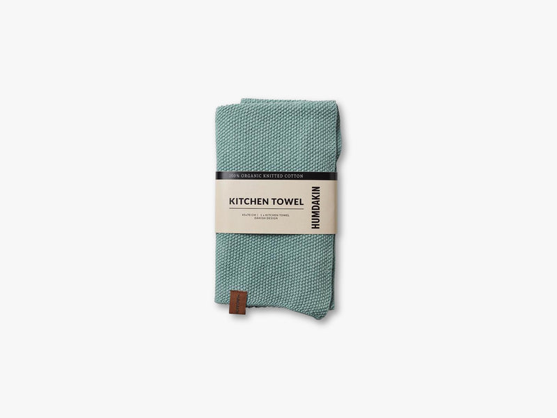 Knitted Kitchen Tea Towels, Dusty green