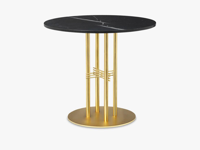 TS Column - Dining Table - Dia 80 Brass base, marble black top