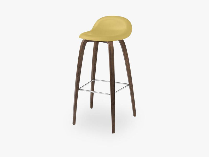 3D Counter Stool - Un-upholstered - 65 cm American Walnut base, Venetian Gold shell