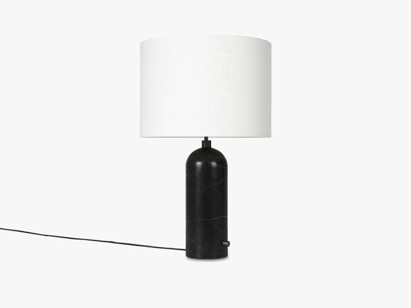 Gravity Table Lamp Large - Black Marble base, White shade