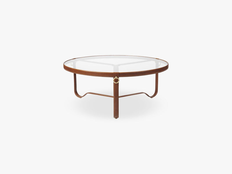 Adnet Coffee Table - Ø100, Tan Leather