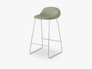 3D Counter Stool - Un-upholstered - 65 cm Sledge Crome base, Mistletoe Green shell