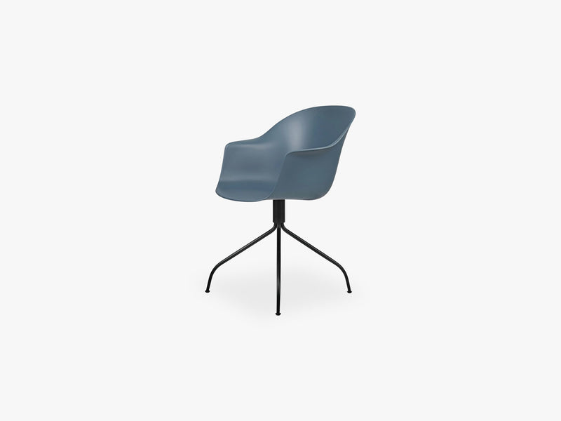 Bat Meeting Chair - Skal m Swivel base - Black Matt, Smoke Blue