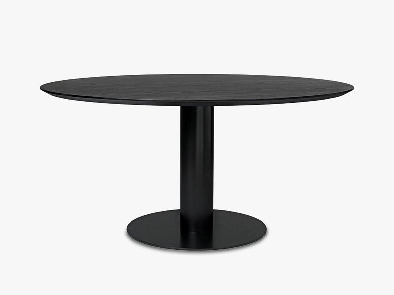 GUBI 2.0 Dining Table - Round - Dia 150 Black base, Black Stained Ash top