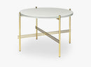 TS Coffee Table - Dia 55 Brass base, glass oyster white top