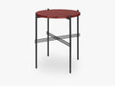TS Coffee Table - Dia 40 Black base, glass rusty red top