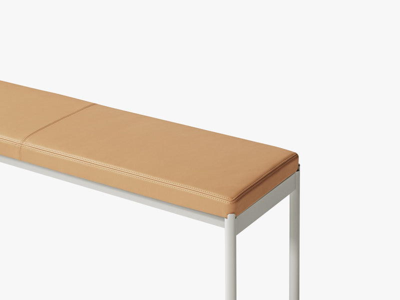 Mies Bench L110, Light Grey/ Natural Leather