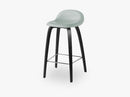 3D Counter Stool - Un-upholstered - 65 cm Black Stained Beech base, Nightfall Blue shell