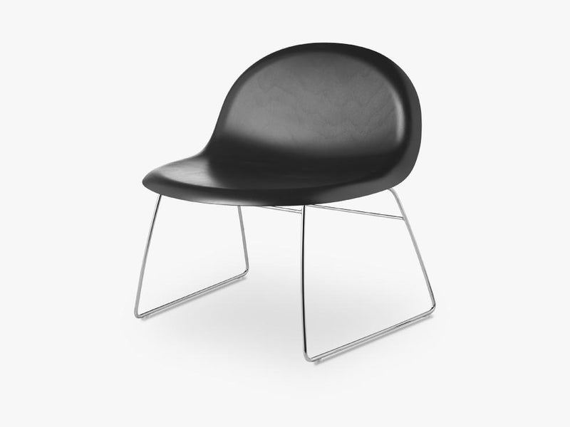 3D Lounge Chair - Un-upholstered Sledge Crome base, Black Stained Beech shell