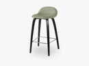 3D Counter Stool - Un-upholstered - 65 cm Black Stained Beech base, Mistletoe Green shell