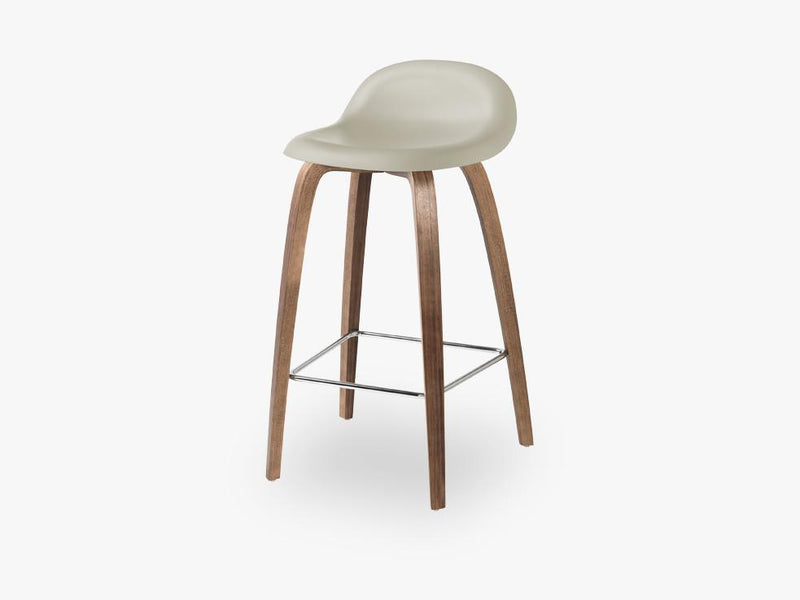 3D Counter Stool - Un-upholstered - 65 cm American Walnut base, Moon Grey shell