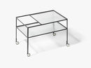 Bar Wagon, Black steel and ribbed glass