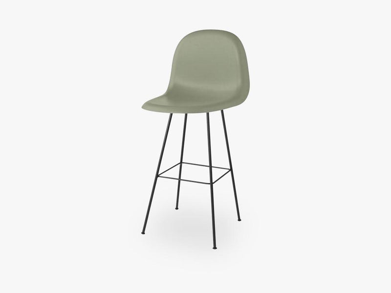 3D Bar Chair - Un-upholstered - 75 cm Center Black base, Mistletoe Green shell