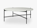 TS Coffee Table - Dia 105 Black base, glass oyster white top