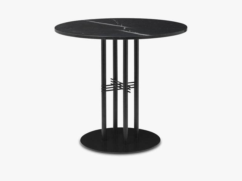 TS Column - Lounge table - Dia 80 Black base, Marble black top