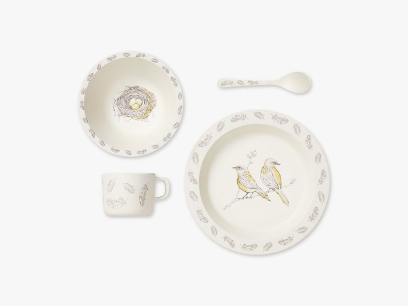 Bamboo Dinnerware Set, Bird Theme