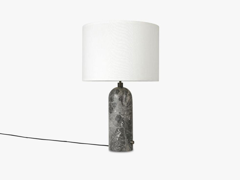 Gravity Table Lamp Large - Grey Marble base, White shade