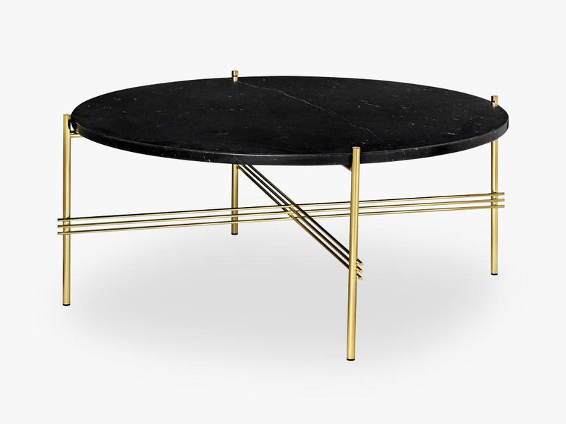 TS Coffee Table - Dia 80 Brass base, marble black top