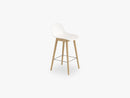 Fiber Bar Stool W Backrest - Wood Base H: 65 Cm, Natural White/Oak