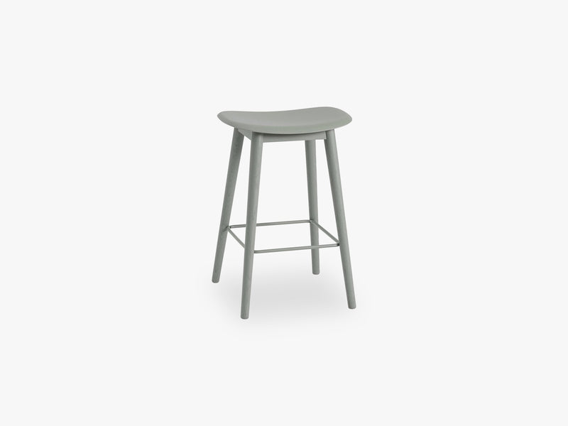 Fiber Bar Stool - Wood Base H: 65 Cm, Dusty Green/Dusty Green