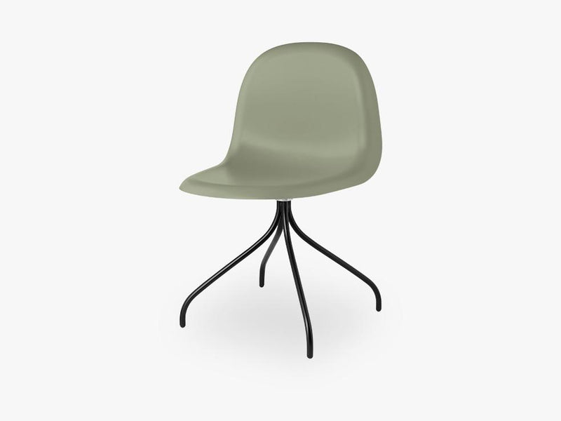 3D Dining Chair - Un-upholstered Swivel Black base, Mistletoe Green shell