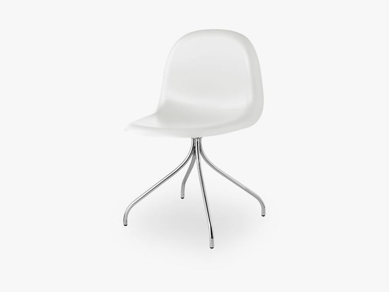 3D Dining Chair - Un-upholstered Swivel Chrome base, White Cloud shell