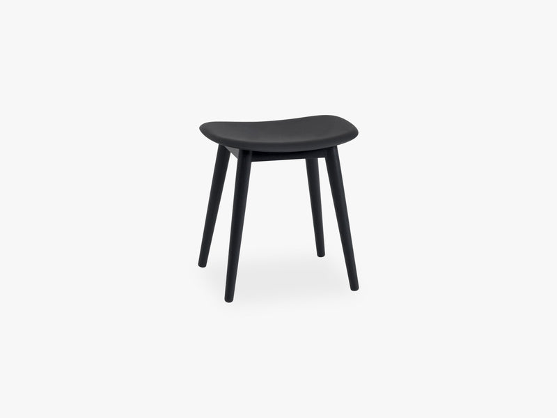 Fiber Stool - Wood Base H: 45 Cm, Black/Black