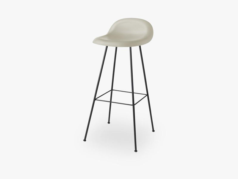 3D Bar Stool - Un-upholstered - 75 cm Center Black base, Moon Grey shell