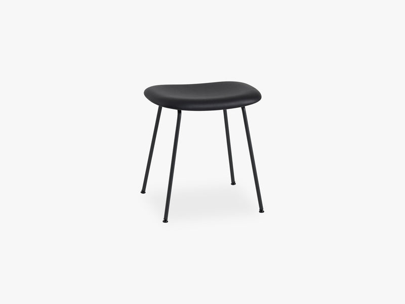 Fiber Stool - Tube Base H: 45 Cm, Silk Leather - Black/Black