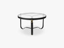 Adnet Coffee Table - Ø70, Black Leather