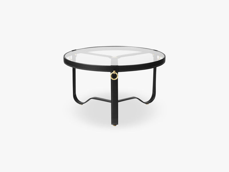 Adnet Coffee Table - Ø70, Black Leather