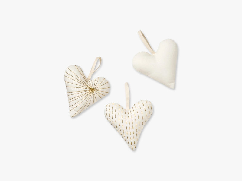 Decorative Hearts Set of 3, Creme White