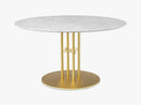 TS Column - Dining Table - Dia 130 Brass base, marble white top
