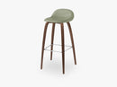 3D Bar Stool - Un-upholstered - 75 cm American Walnut base, Mistletoe Green shell
