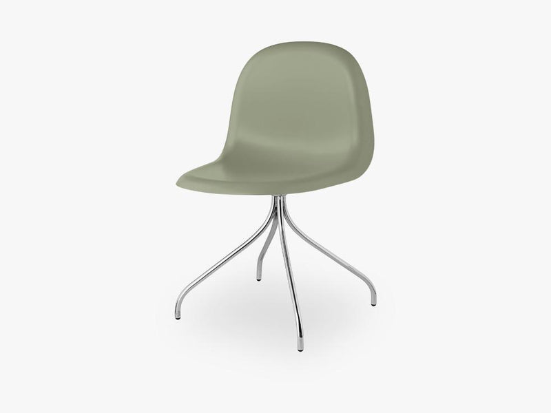 3D Dining Chair - Un-upholstered Swivel Chrome base, Mistletoe Green shell