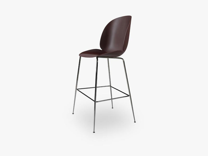 Beetle Bar Chair - Un-upholstered - 74 cm Conic Black Chrome base, Dark Pink shell