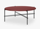 TS Coffee Table - Dia 80 Black base, glass rusty red top
